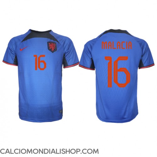 Maglie da calcio Olanda Tyrell Malacia #16 Seconda Maglia Mondiali 2022 Manica Corta
